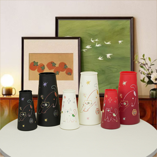 漫艳与滚诞日记联名玻璃花瓶艺术彩绘猫咪插画生日礼物ins风摆件