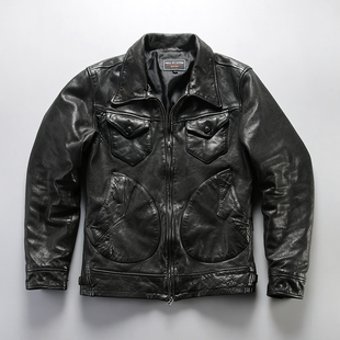 狂飙安欣同款复古门多萨农场主植鞣绵羊皮真皮皮衣男皮夹克外套男