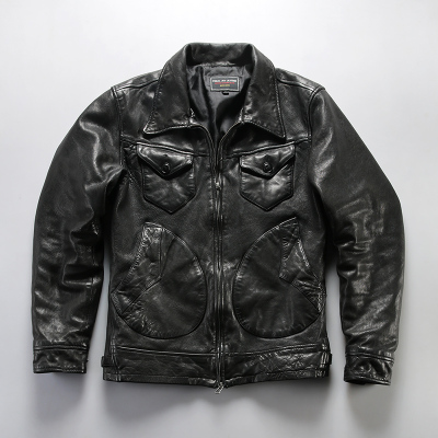 狂飙安欣同款复古门多萨农场主植鞣绵羊皮真皮皮衣男皮夹克外套男