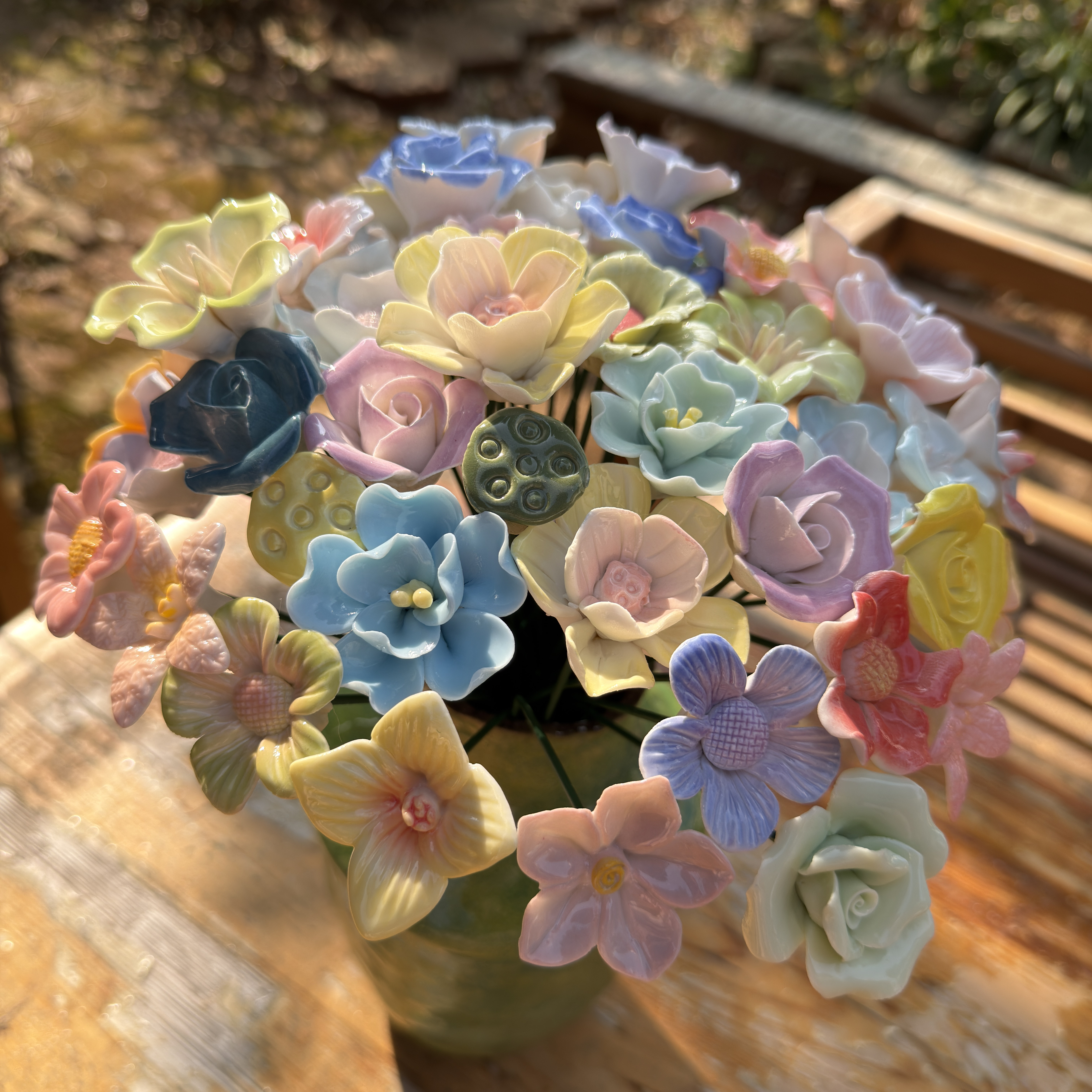 景德镇高温手工陶瓷花朵满20元包邮仿真花花瓶装饰花束教师节礼物,家居饰品,仿真花/假花,淘宝优惠券,粉丝福利购,淘宝优惠卷