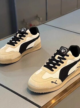 欧洲站男鞋春季透气青少年休闲运动赛车阿甘板鞋2026新款德训潮鞋