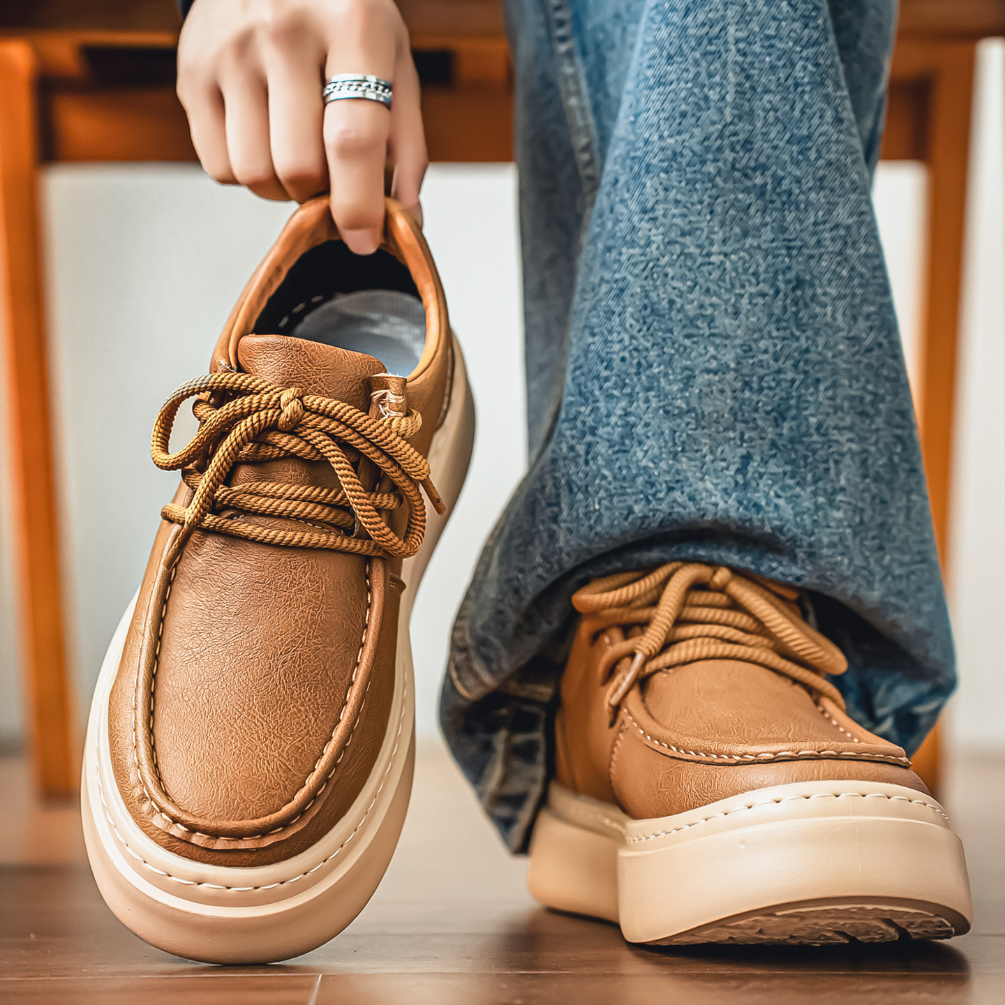 袋鼠男鞋冬季英伦百搭厚底增高豆豆潮鞋男款复古休闲皮面马丁板鞋,流行男鞋,单鞋,淘宝优惠券,粉丝福利购,淘宝优惠卷