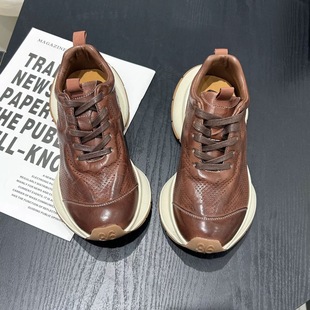 潮流复古休闲跑步防滑运动皮面老爹鞋 2025新款 增高 秋冬季 莆田男鞋