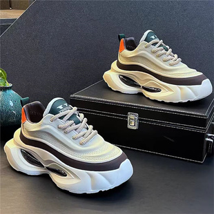 青少年运动休闲内增高皮面老爹鞋 网红潮牌2025新款 冬季 欧洲站男鞋