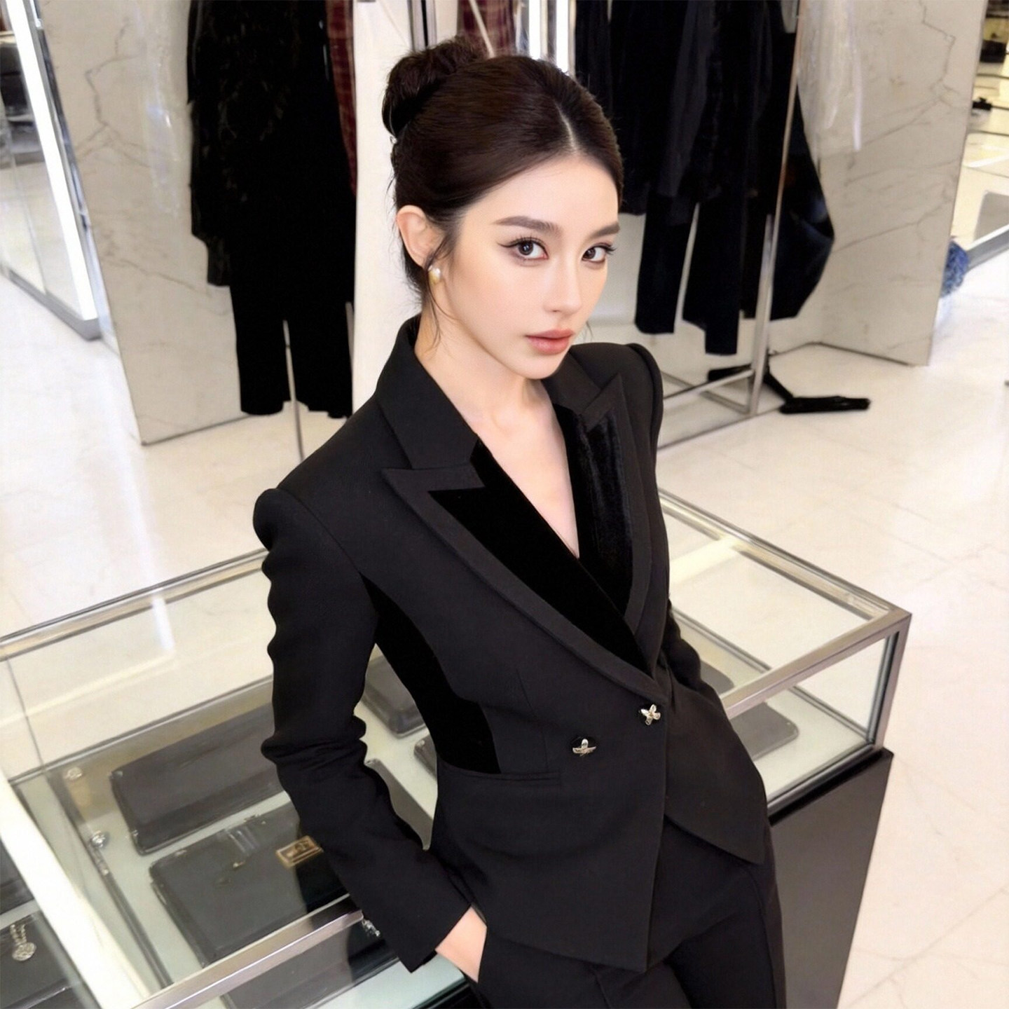 欧洲站气质显瘦高级感大翻领西装女2026超火黑色时尚修身长袖外套