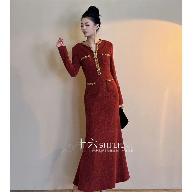 秋冬装喜婆婆时尚婚宴包臀连衣裙