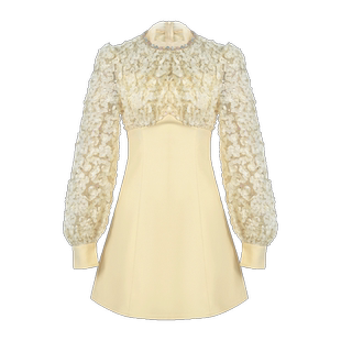 小个子短款a字连衣裙长袖收腰2026秋季新款轻奢高级感泡泡袖裙子