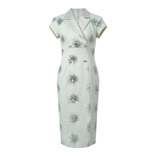 法式气质职业西装收腰连衣裙夏季工作服亮片大方得体上班通勤女装