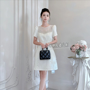 法式温柔风重工钉珠气质连衣裙女装夏日巨好看小个子掐腰显瘦短裙