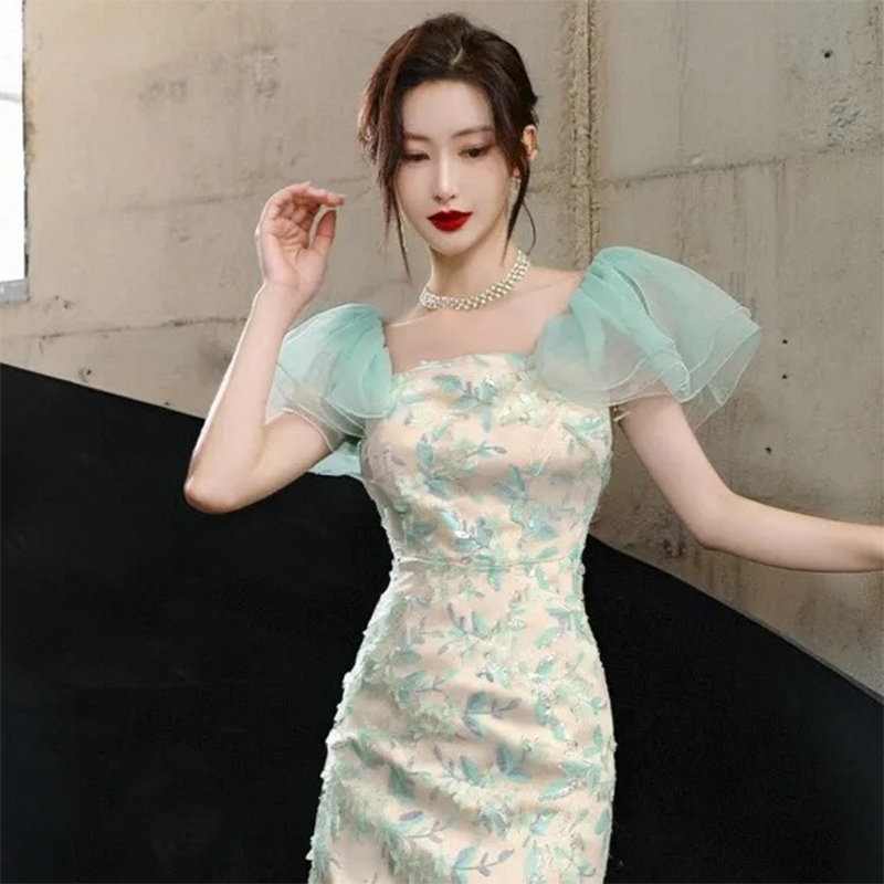 仙气超仙绝美小个子高腰超仙连衣裙轻奢优雅性感端庄大气包臀裙