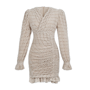 木耳边灯笼袖毛绒V领连衣裙2026年新款过年衣服茶歇法式纯欲短裙