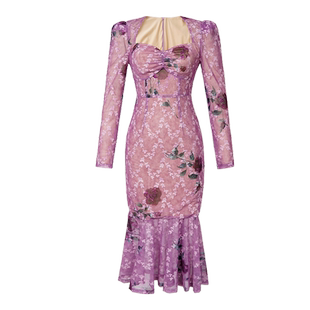 重工包臀连衣裙茶歇法式长款秋季茶歇绝美时尚气质高级感古风女装