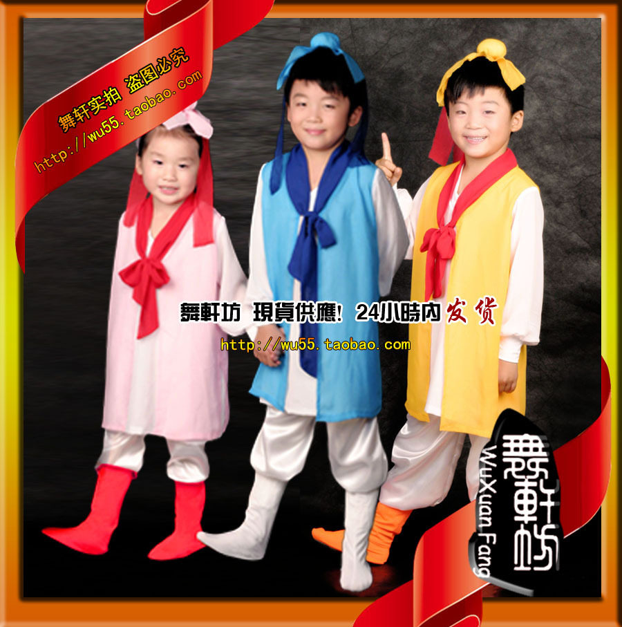 幼儿园表演中性服装表演三字经书童书生古代舞蹈汉服儿童演出服饰