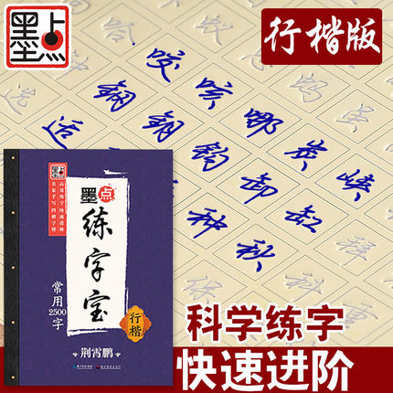 正版 买1送3 墨点凹槽练字宝常用2500字行楷练字宝 成人学生行楷入门初学者荆霄鹏行楷字帖手写体凹槽 送消字笔+笔芯+握笔器