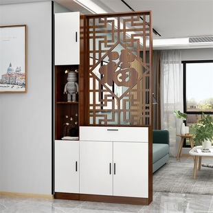新中式玄关柜屏风隔断客厅入户正对门遮挡进门福字酒柜鞋柜一体