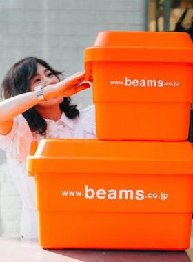 bPr BEAMS桔色橙色30L 户外露营家用收纳桶 大号车载后备箱储物箱
