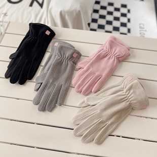 厚户外开车春秋天保暖骑行 骑车电动车德绒加绒式 手套薄款 女士冬季