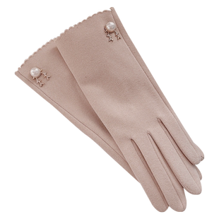 手套冬季女薄款防寒韩版可爱开车骑行电动车触屏冬天绒保暖春秋款