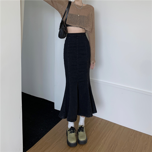 Actual shooting of autumn new style fishtail split skirt large women's dress fat mm ruffled fishtail skirt s-5xl200 Jin