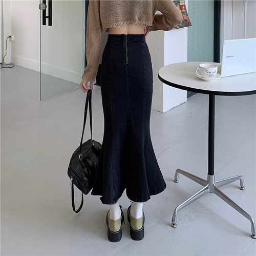 Actual shooting of autumn new style fishtail split skirt large women's dress fat mm ruffled fishtail skirt s-5xl200 Jin