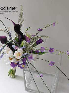 空气感领证手捧花仿真花紫色新娘结婚花束手感鸢尾马蹄莲婚纱摄影