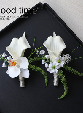 高级胸花手腕花马蹄莲仿真花