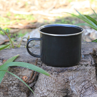 大黑色老式茶缸子洋瓷水杯搪瓷杯怀旧超大号铁杯大容量扎啤杯珐