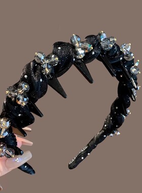 2025年新款水晶轻奢蓬松气质带齿梳防滑设计感发箍发饰头饰头箍