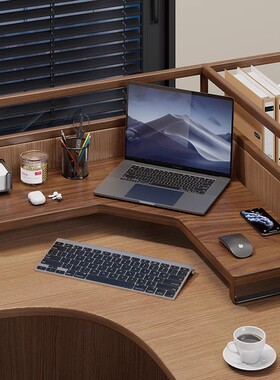 实木电脑笔记本支架显示器架工位桌面键盘收纳带办公垫高底座