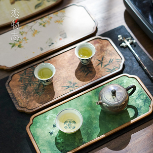 复古风首饰戒指展示台实木壶承 胡桃木长方形茶盘托盘干泡台中式