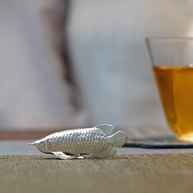 恋物志银器纯银999足银银器纯手工摆件银茶宠茶道茶具配件 金龙鱼