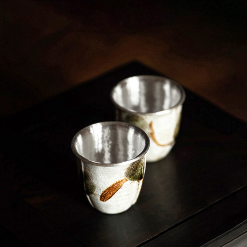 纯银999纯手绘主人杯家用茶杯