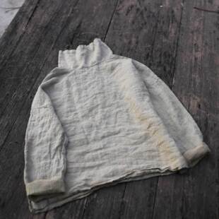 322 色织亚麻 堆堆领 上衣文艺宽松上衣长袖衬衫