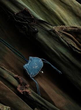 复古风蓝染古老布毛衣链百搭配