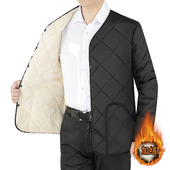 男士 内外穿 长袖 加绒棉服秋冬短款 保暖内衣中老年加厚棉内胆爸爸装