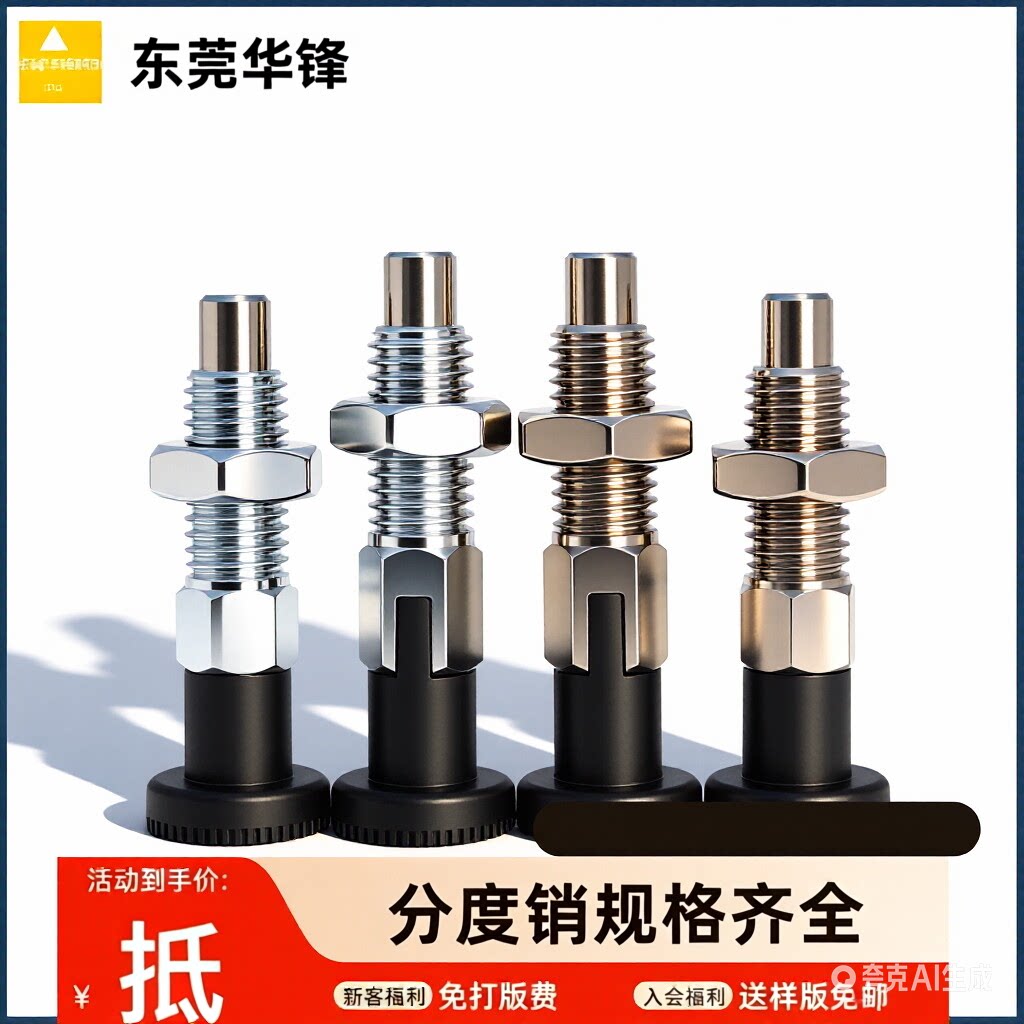 旋转柱塞分度销粗牙自锁复位型弹簧定位销不锈钢镀锌M6M8M10M12M