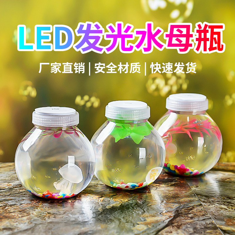 摆摊地摊网红水母杯斗鱼缸金鱼瓶宠物盒昆虫盒带灯带盖乌龟缸