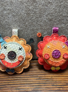 Mbox头层牛皮真皮手工制作小丑挂件钥匙扣包挂稀有皮包挂钥匙蛇皮