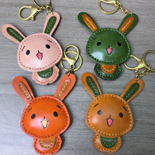 头层牛皮手工制作小兔子挂件钥匙扣