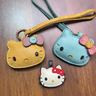 头层法国羊皮真皮hellokitty挂件手工包小挂饰挂件汽车挂包kt猫