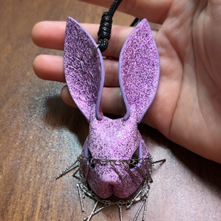 蛇皮头层牛皮真皮兔子面具挂件钥匙扣包挂稀有皮包挂钥匙扣包挂件