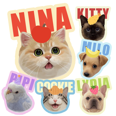 手绘宠物猫咪狗狗写实油画风q版动物猫猫漫画画像定制照片电子稿