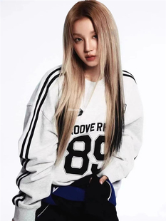 韩代潮牌grooverhyme宋雨琦同款圆领灰色卫衣美式复古运动男女款