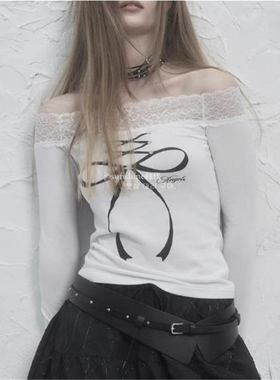 韩代潮牌setup-exe纯欲风气质露肩设计师品牌一字肩修身褶皱T恤女