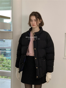 韩代潮牌modest mood黑色面包羽绒棉服保暖立领外套休闲宽松女冬
