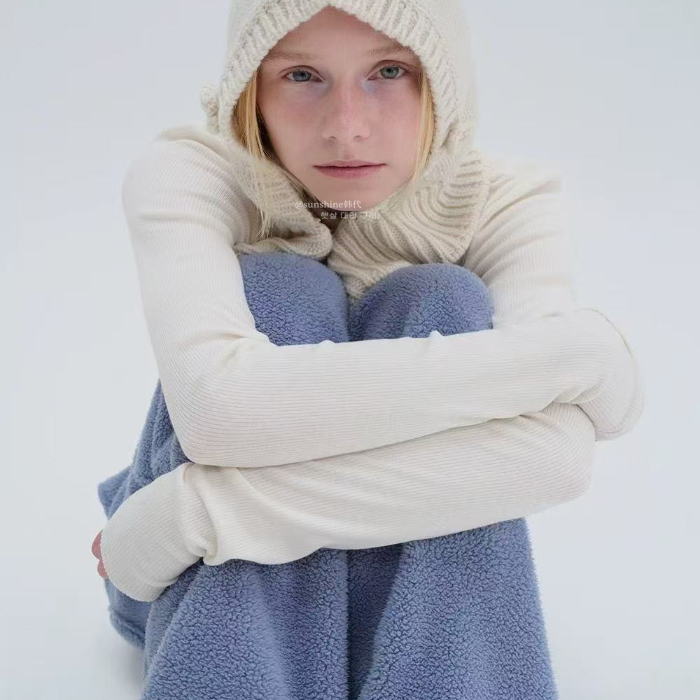 正品花朵针织手臂套袖套半指手套