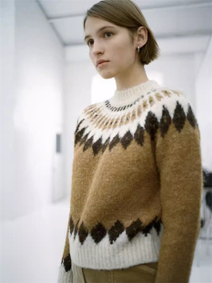 fair fever同款 isle复古费尔岛菱格圆领撞色毛衣针织 韩代潮牌