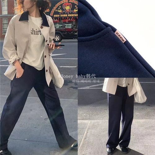 直邮正品宽松直筒松紧腰休闲裤女