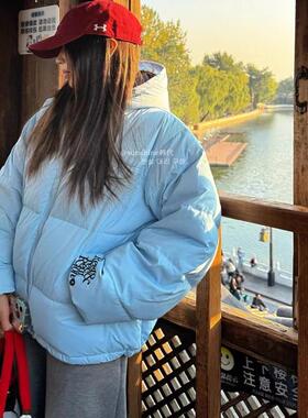 韩代潮牌rest and recreation新款RR连帽羽绒服刺绣保暖夹克外套