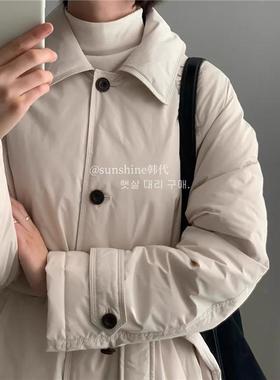 韩代潮牌Approach2024冬季新款中长款翻领系带气质羽绒服女士外套